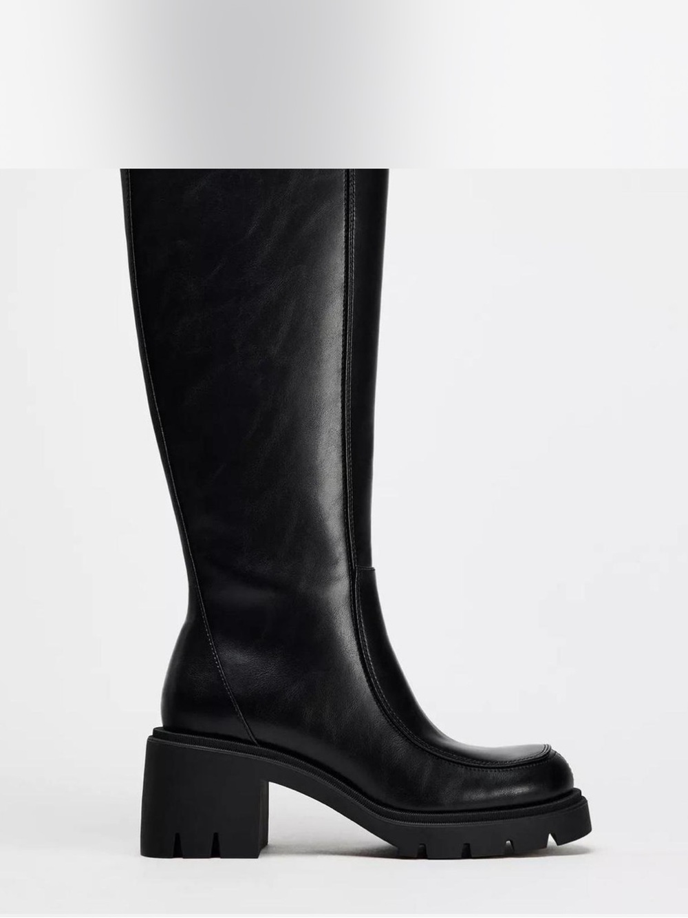 Zara Black Over-The-Knee Chunky-Heel Boots